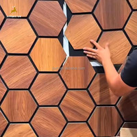 Panneau acoustique mural et de plafond en bois plaqué, insonorisant, en feutre hexagonal, fibre de bois MDF, fibre de polyester, prix usine pour hôtels