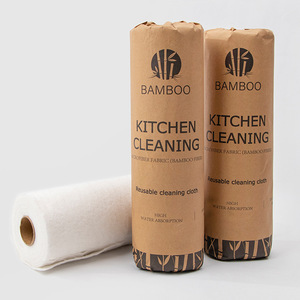 Rouleau de torchon de cuisine carré en fibre de <span class=keywords><strong>bambou</strong></span> 28*28cm, chiffon de nettoyage réutilisable sans peluches pour comptoir, dégraissant, pour essuyer les casseroles - Product Image 1