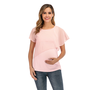 T-shirts d'allaitement maternité pour femmes enceintes chemisier double couche pour femmes maternité allaitement Wrap <span class=keywords><strong>Tee</strong></span> Top - Product Image 6
