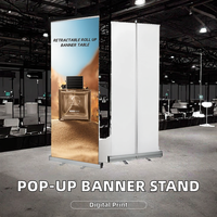 Support portable rétractable en aluminium, bannière déroulante double face personnalisable pour la publicité en salon professionnel, utilisation en intérieur