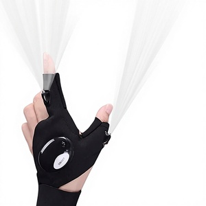 Gants en tricot extensibles quadridirectionnels pour adultes, pour usage extérieur, avec lumières <span class=keywords><strong>LED</strong></span> intégrées, réfléchissants, pour la pêche nocturne - Product Image 1