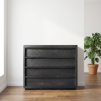 Meuble de chevet/coiffeuse moderne en bois massif noir à 4 tiroirs, personnalisé OEM, durable et écologique pour chambre et salon