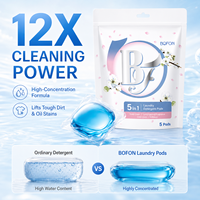 Pod Cuci Pakaian OEM ODM Paket Percobaan 5pcs Pembersih Mendalam 5D Ramah Lingkungan Perlindungan Warna Penghilang Noda Sabun Cuci Gel Grosir
