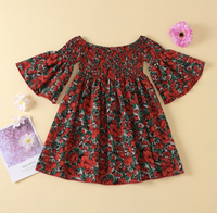 Robe imprimée verte pour filles, robe de princesse respirante en polyester/coton à manches courtes, vêtements à la mode pour enfants, robes pour bébés filles