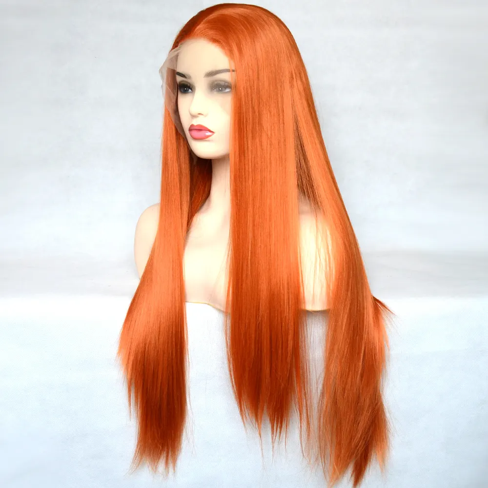 Highlight Color Human Hair 13x4 Lace Front Wigs, Orange Brazilian Virgin Hair Pre Plucked Bleached Knots Transparent Lace Wig