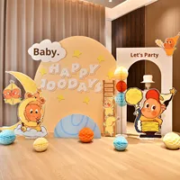 Dekorasi Ulang Tahun Kartun Tema Starman, Dekorasi Seratus Hari Pertama Bayi, Pemandangan Bulan Purnama, Papan KT Cetak Digital
