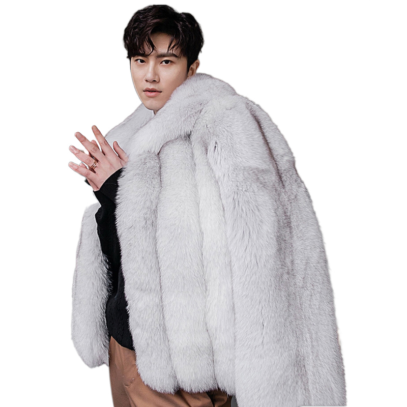 Winter Men Wear Fashion Fox Fur Coat with Sit down Collar