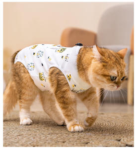Traje de esterilización para gatos con estampado de dibujos animados, protección anti-lamido para heridas, ropa transpirable para mascotas, camisa postquirúrgica para gatos - Product Image 2