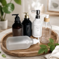 Flacon cosmétique rond givré vide pour gel douche 300ml 500ml, emballage de luxe pour soins de la peau, flacon de lotion personnalisé avec pompe