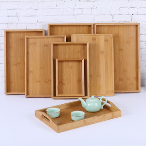 Plateau de service rectangulaire en bambou, plateau à thé et café en bois pour cuisine et salle à manger, style simple - Product Image 2
