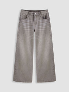 Jeans Anchos de Cintura Alta para Mujer, Color Gris Lavado, Estilo Vintage, Corte Holgado, Pantalones de Mezclilla de Algodón - Product Image 5