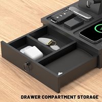 Organizer Nakas Bambu dengan Laci Pengisi Daya Smartwatch, Gantungan Jam Tangan, Penyangga Ponsel, Ring Peg, Pengatur Kabel 25cm