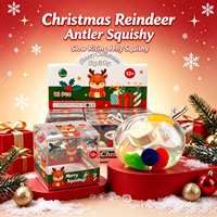 Jouet Squishy Renne de Noël en Vaseline, Jouet Anti-Stress Transparent de Simulation Non-Extensible à Presser, Jouet ASMR pour Soulager le Stress, Vente en Gros