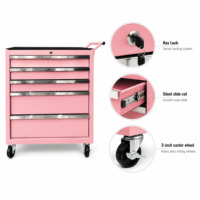 Coffre à outils à 5 tiroirs et armoire à outils roulante en acier avec tiroirs profonds et serrure à clé pour garage et atelier