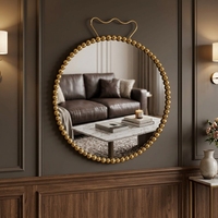 Miroir mural métallique doré brillant pour intérieur, décoration de luxe pour la maison, 33.66*2.54*43.82CM