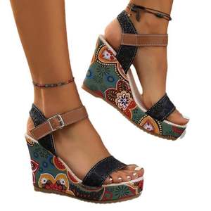 Sandalias elegantes con correa de hebilla en el tobillo Sandalias Plataforma CunaToe Boca de pez Sandalias gruesas con tacón de cuña - Product Image 3