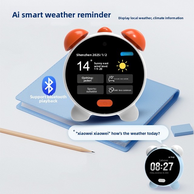Smart ABS Rechargeable Alarm Clock for Students with Multifunctional Self-Discipline Voice Control AI Time Manager Casual Design