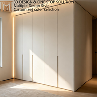 Armoires modulaires personnalisées de luxe modernes en contreplaqué blanc, à fermeture douce, du sol au plafond, écologiques, avec étagères réglables intégrées