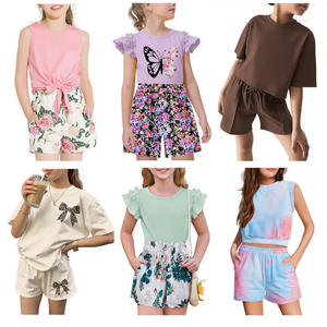 Vêtements d'été décontractés en polyester et coton pour enfants, tailles mixtes, imprimés de dessins animés, style aléatoire, vente en gros - Product Image 1