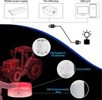 Lampe LED 3D Illusion Moderne Anime ABS 16 Couleurs avec Support, Veilleuse Électrique Noire, Interrupteur, Télécommande et Commande Tactile