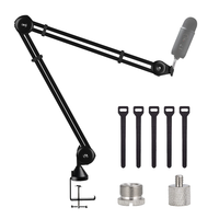 Support de microphone métallique réglable pour studio, bureau, table, diffusion en direct et enregistrement – Bras articulé pour micro