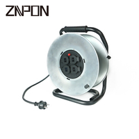 Enrouleur de câble électrique en acier IP44 25/30/40/50M France NF avec 4 prises 16A et câble H07RN-F 3*1.5/2.5MM