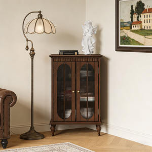 Buffet élégant en bois avec portes en verre trempé, double porte, rangement pour <span class=keywords><strong>cuisine</strong></span> et salle à manger - Product Image 1