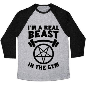 Camiseta de béisbol unisex de mezcla triple I'm a Real Beast in the Gym - Product Image 4