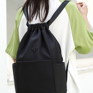 2025 New Design Custom Logo Fashion 210D Polyester <b>Drawstring</b> Sport Gym <b>Backpack</b> Waterproof Anti-Theft Nylon Sport Bag Zipper - Product Image 5