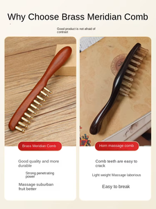 Offre Spéciale cuivre épaissi large dents peigne bois de santal coussin d'<span class=keywords><strong>air</strong></span> cuir chevelu méridien Massage masseur facial pour la Relaxation du corps - Product Image 6