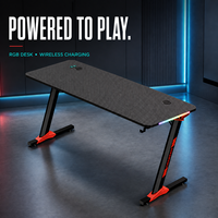 Bureau de jeu AOR en aluminium avec LED RGB, extensible 120 cm, chargeur sans fil, table d'ordinateur PC, bureau à domicile, vente en gros OEM & ODM