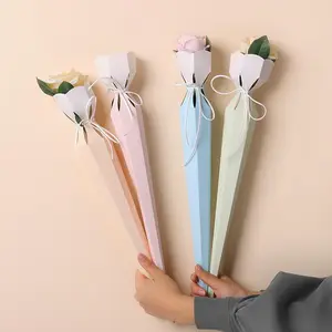 情人节圆锥体风格单花盒创意韩国手工花束花卉包装材料