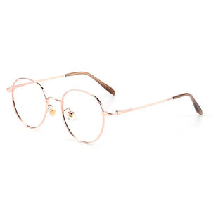 Lunettes optiques à monture ronde dorée 25013, verres plats, unisexe, monture complète, verres en résine de taille moyenne, origine Danyang - Product Image 1