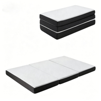 Matelas en mousse à mémoire de forme pliable en trois parties, 4 pouces, simple, avec housse amovible, design réversible, surmatelas pliable, pour voyage et invités, résistant à l'eau