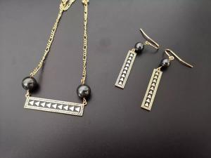 مخصص بالجملة مطلية بالذهب الأسود تاهيتي لؤلؤة هاواي/بولينيزيا مثلث أقراط قلادة طقم مجوهرات لفتاة أو نساء - Product Image 4