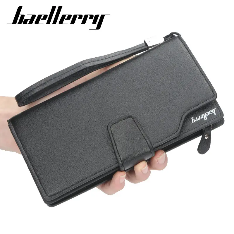 Chinese Top Brand Wallet Bag BAELLERY Luxury Business Men's Pouch with Card Holder Big Space Portable Rope Hand Purse For Men