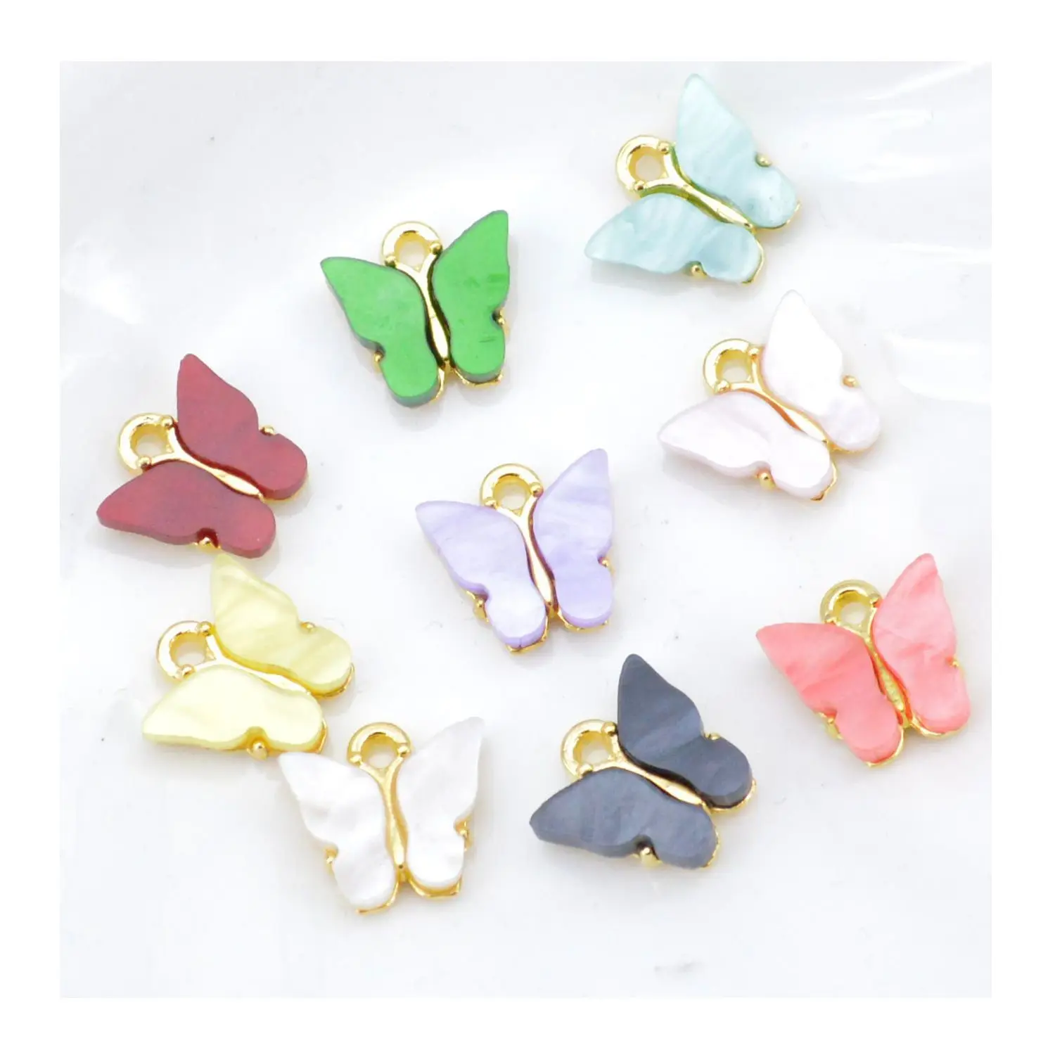 100Pcs/Bag Colorful Acrylic Butterfly Connector Charms Pendants Dangles For Earring Necklace Bracelet Jewelry Making Accessories