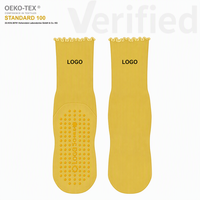 Chaussettes de yoga et de pilates pour femme en coton de haute qualité, antidérapantes, respirantes, avec bord festonné et logo personnalisé