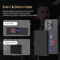 Portefeuille intelligent en métal avec porte-cartes escamotable, fabrication OEM personnalisée, blocage RFID, en aluminium, magnétique, détachable, pour hommes
