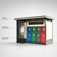 Station de tri des déchets intelligente à LED avec panneau d'information publique et affichage numérique pour les messages municipaux