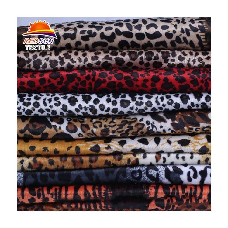 Redsun 100% Polyester Knit upholstery tiger plush Leopard animal custom african fabrics