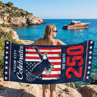 Serviette de bain absorbante à séchage rapide en microfibre douce, 250e anniversaire américain, couverture de plage avec drapeau américain pour la natation