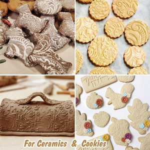 WDF rouleau à pâte en bois naturel <span class=keywords><strong>pain</strong></span> <span class=keywords><strong>d</strong></span>'épice de noël gaufrage biscuit outil de bricolage cuisine rouleau à pâtisserie écologique pour la cuisson - Product Image 5