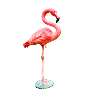 Estatua de tamaño real, pájaro flamenco, escultura de Animal de poliresina de fibra de vidrio grande para jardín al aire libre, decoración de boda