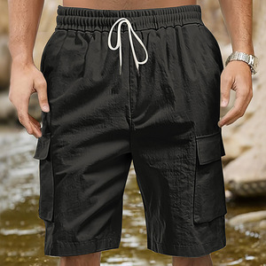<b>Men</b> Linen Cargo <b>Shorts</b> <b>White</b> Loose Fit Multi Pocket Elastic Waist Drawstring Casual Outdoor Summer - Product Image 2