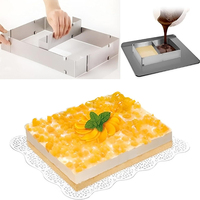 Moule à gâteau carré réglable en acier inoxydable, outil de pâtisserie antiadhésif