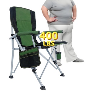 Green Aluminum Folding <b>Camping</b> Chair with <b>Cup</b> Holder and Storage Pocket 400 Lbs Capacity Outdoor Garden Use - Product Image 1