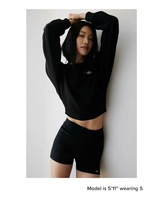 Camiseta de Mujer ODM, Otoño, Casual, Cuello Redondo, Manga Larga, Sólida, Transpirable, Holgada, 100% Algodón, Talla XXS