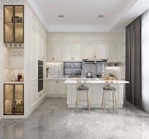 Puerta de Gabinete de Cocina Estilo Shaker Blanca Moderna Personalizada, Gabinetes de Cocina Pequeños, Gabinete de Cocina de Madera Maciza - Product Image 1