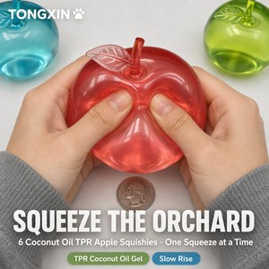 TikTok 6 piezas de juguetes antiestrés de gel translúcido TPR con aceite de coco y forma de manzana, de subida lenta, para ASMR, regalo, venta al por mayor TONGXIN - Product Image 2
